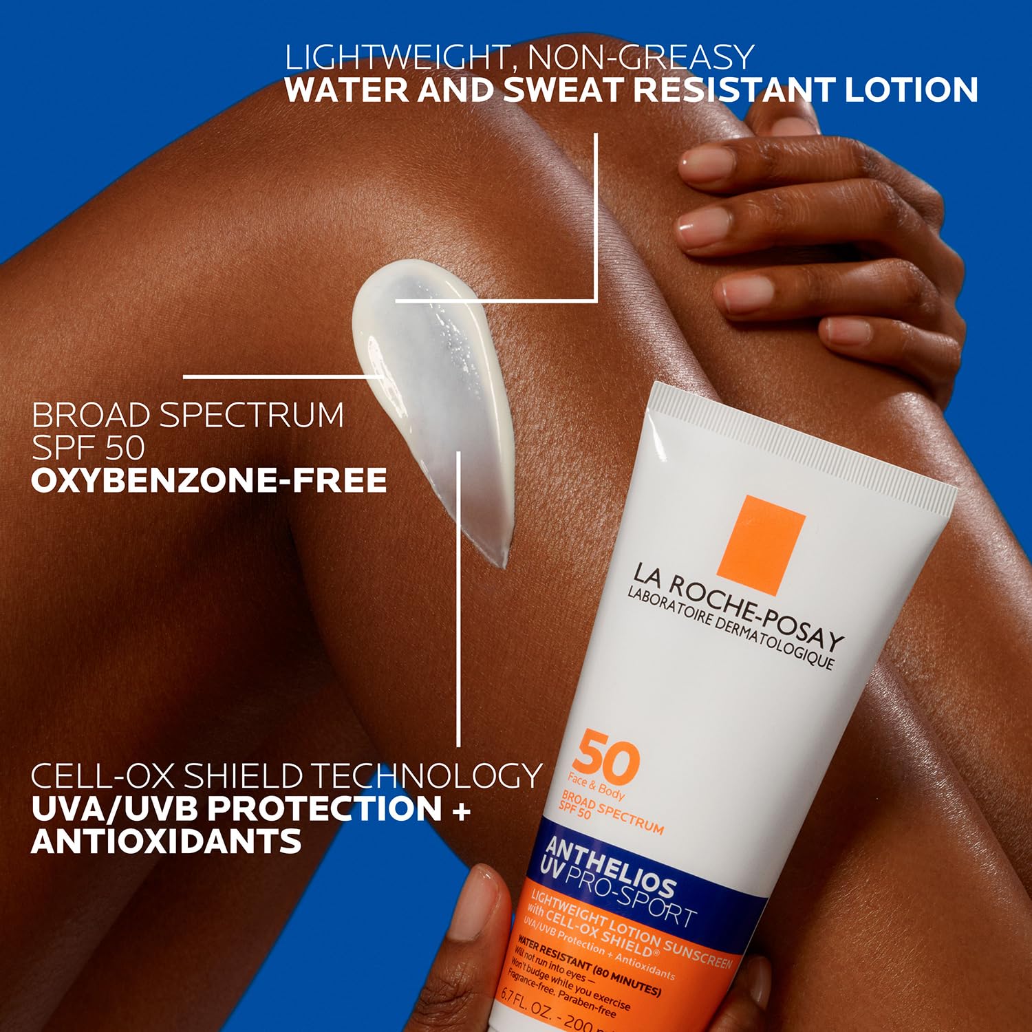 La Roche-Posay Anthelios UV Pro-Sport SPF 50 Sunscreen for Face&Body, Water&Sweat Resistant with Non-Drip Formula,Invisible Broad Spectrum Sunscreen Lotion,Lightweight&Breathable,6.7 Fl Oz (Pack of 2)