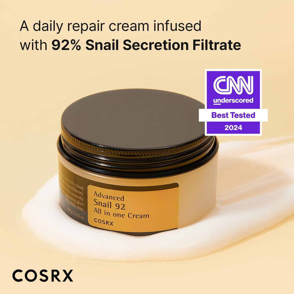 COSRX Snail Mucin Duo - Snail 92 Cream & Snail 96 Essence, Daily Face Gel Moisturizer and Hydrating Serum for Face with Snail Secretion Filtrate, Korean Skin Care