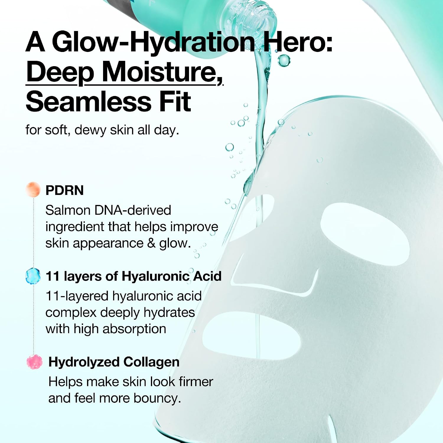 Anua PDRN Hyaluronic Acid Capsule 100 Serum Mask, 10ea | Hydrating & Soothing Face Mask for Glass Skin, Dewy Glow and Firm Looking Skin, Salmon DNA & Collagen, Lightweight Texture