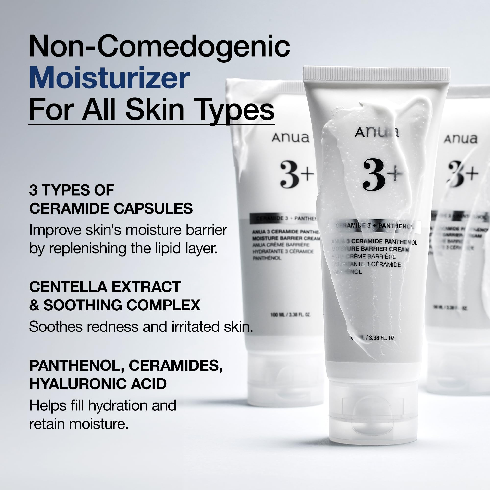 ANUA 3 Ceramide Panthenol Moisture Barrier Cream, 3.38 fl oz