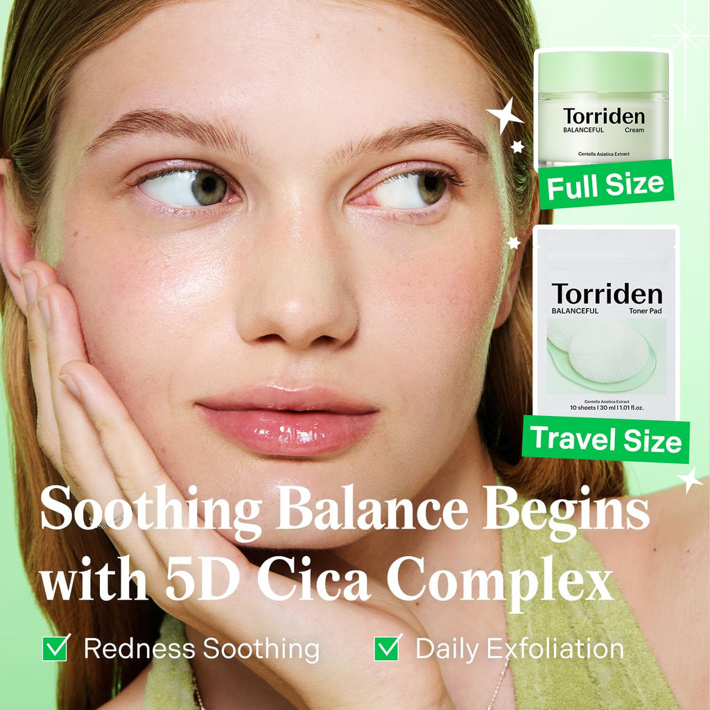 Torriden Softly Hydration Heroes DIVE IN Serum 1.69 fl.oz.+DIVE IN Soothing Cream 3.38 fl.oz+BALANCEFUL Cream 2.70 fl.oz.+BALANCEFUL Toner Pad 10 sheets | Korean Skincare Set for Hydration & Calming