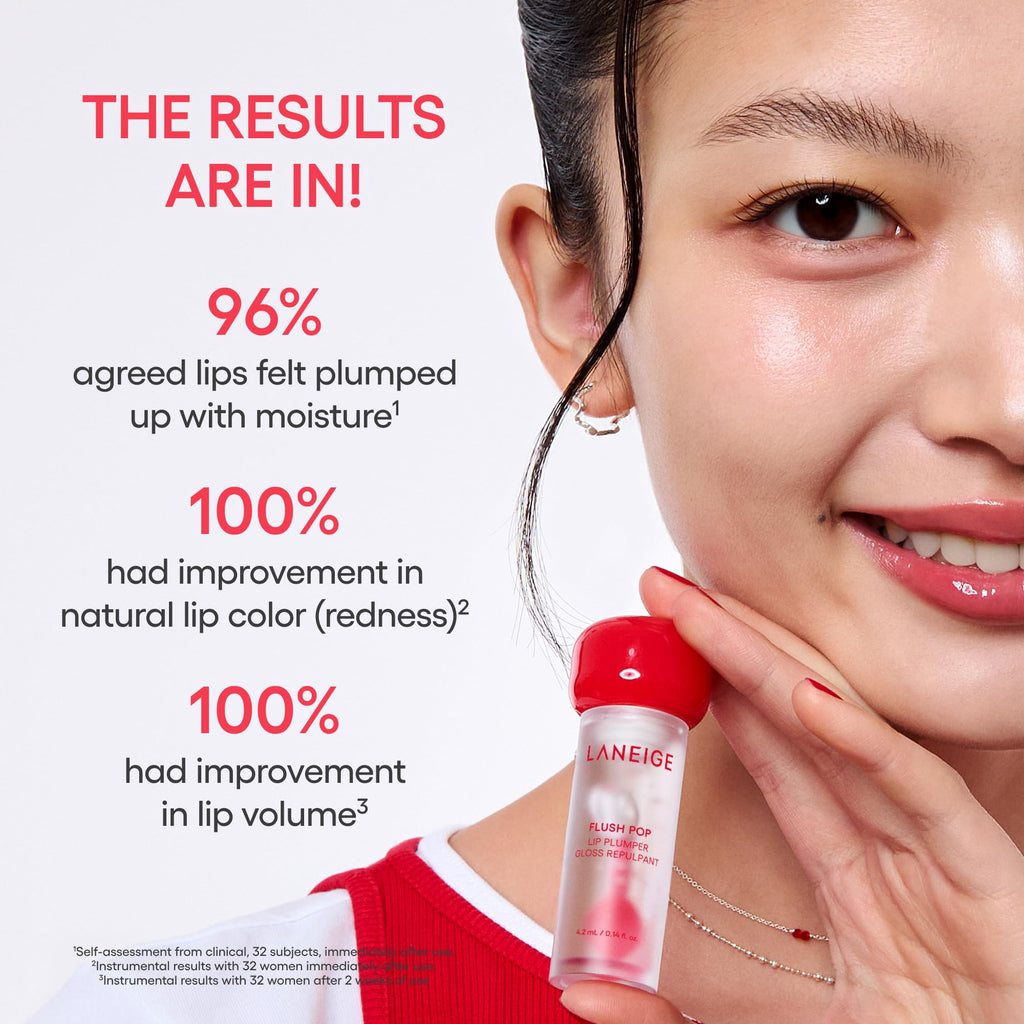 LANEIGE Flush Pop Peptide Lip Gloss Treatment Tube | Plumping & Volumizing Cooling Gel | Korean Skin Care