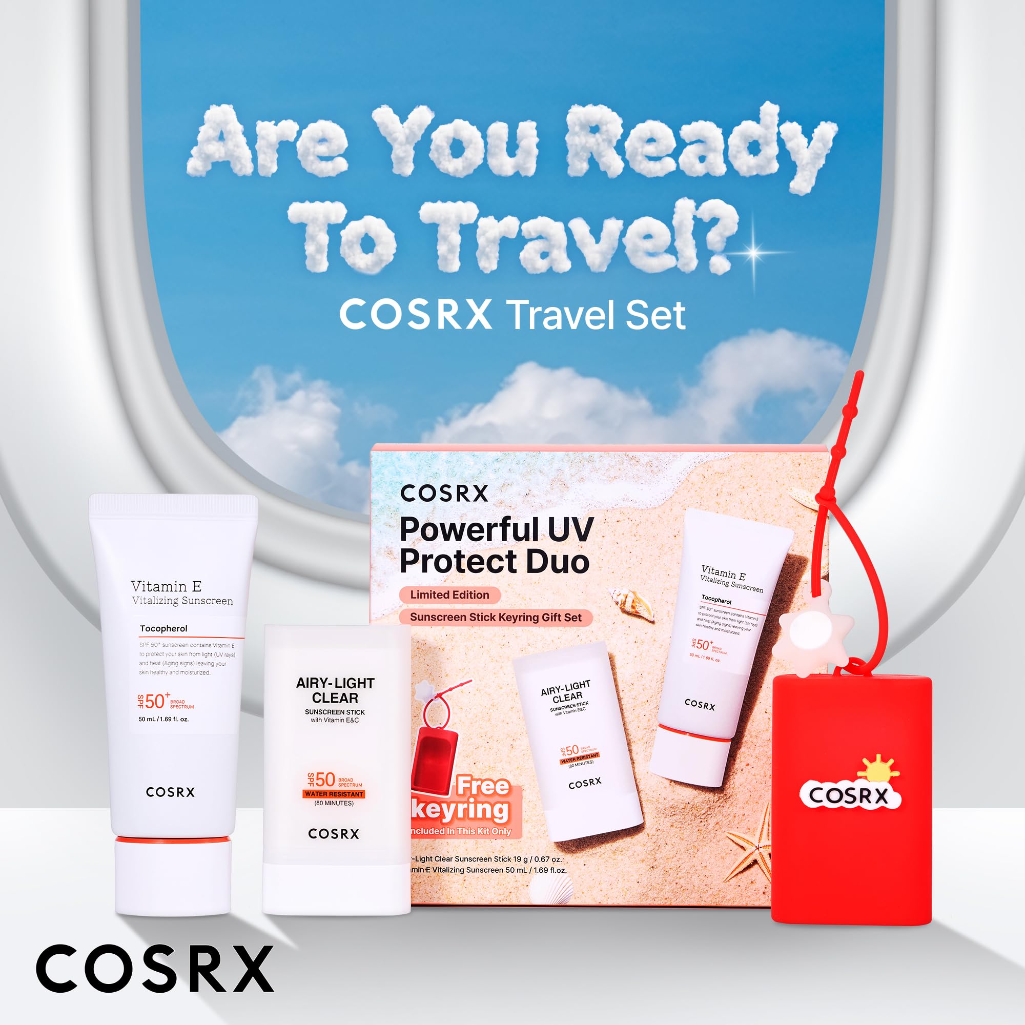 COSRX Airy-Light Clear Sunscreen Stick with Vitamin E&C, SPF 50, 0.67 oz | Korean Suncreen Stick Suncare Sunblock, Lightweight, No White Cast, Water resistant, Oil Control Matte Sunscreen for Face