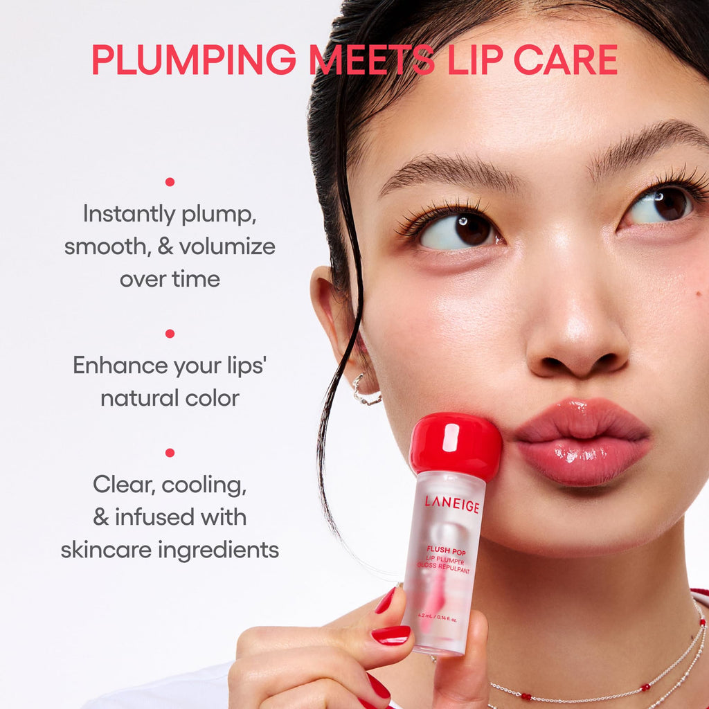 LANEIGE Flush Pop Peptide Lip Gloss Treatment Tube | Plumping & Volumizing Cooling Gel | Korean Skin Care