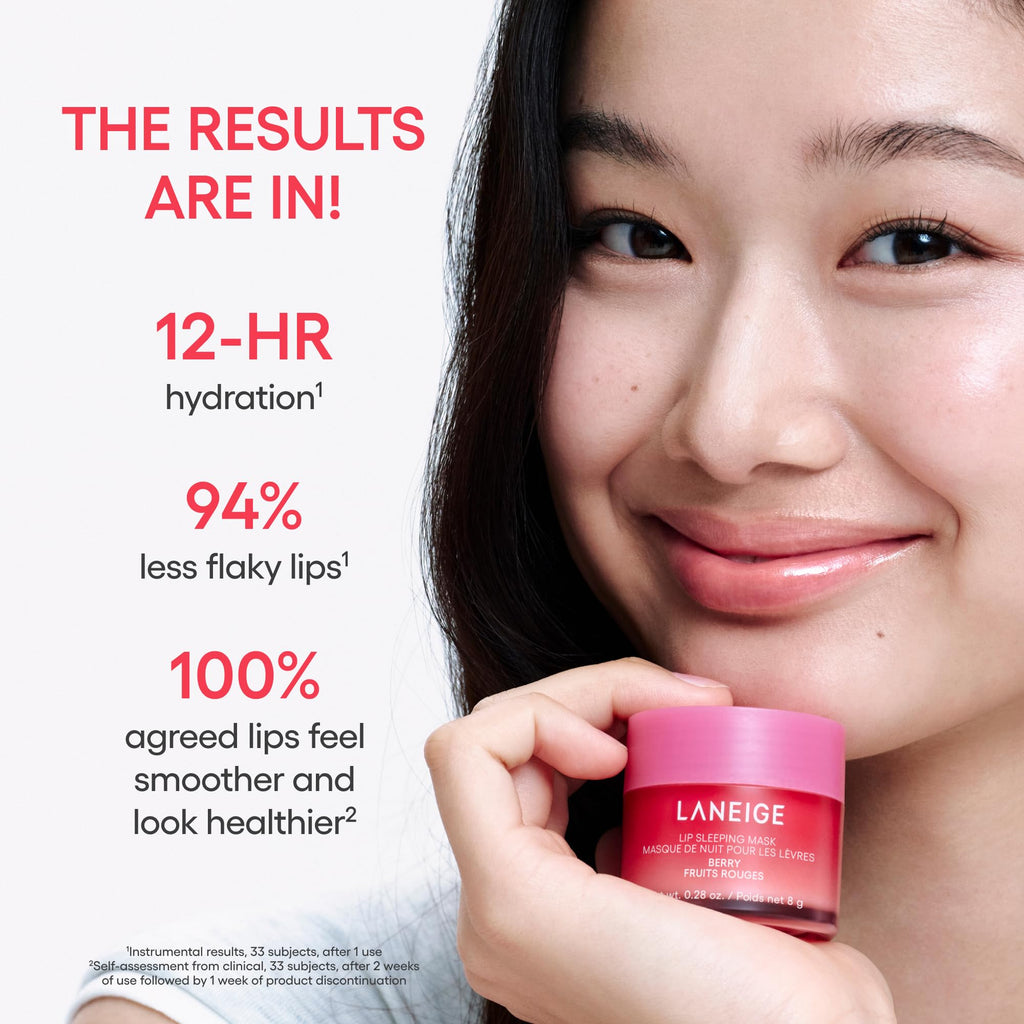 LANEIGE Lip Sleeping Mask: Hydrating & Nourishing Korean Overnight Lip Treatment Mask with Shea Butter, Vitamin C & Murumuru, Antioxidants For Flaky, Dry Lips | Korean Skin Care, Berry