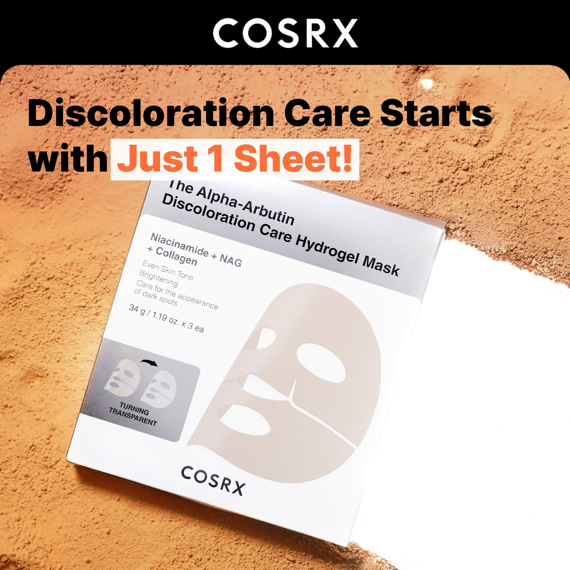 COSRX The Alpha-Arbutin Discoloration Care Hydrogel Face Masks (3EA)