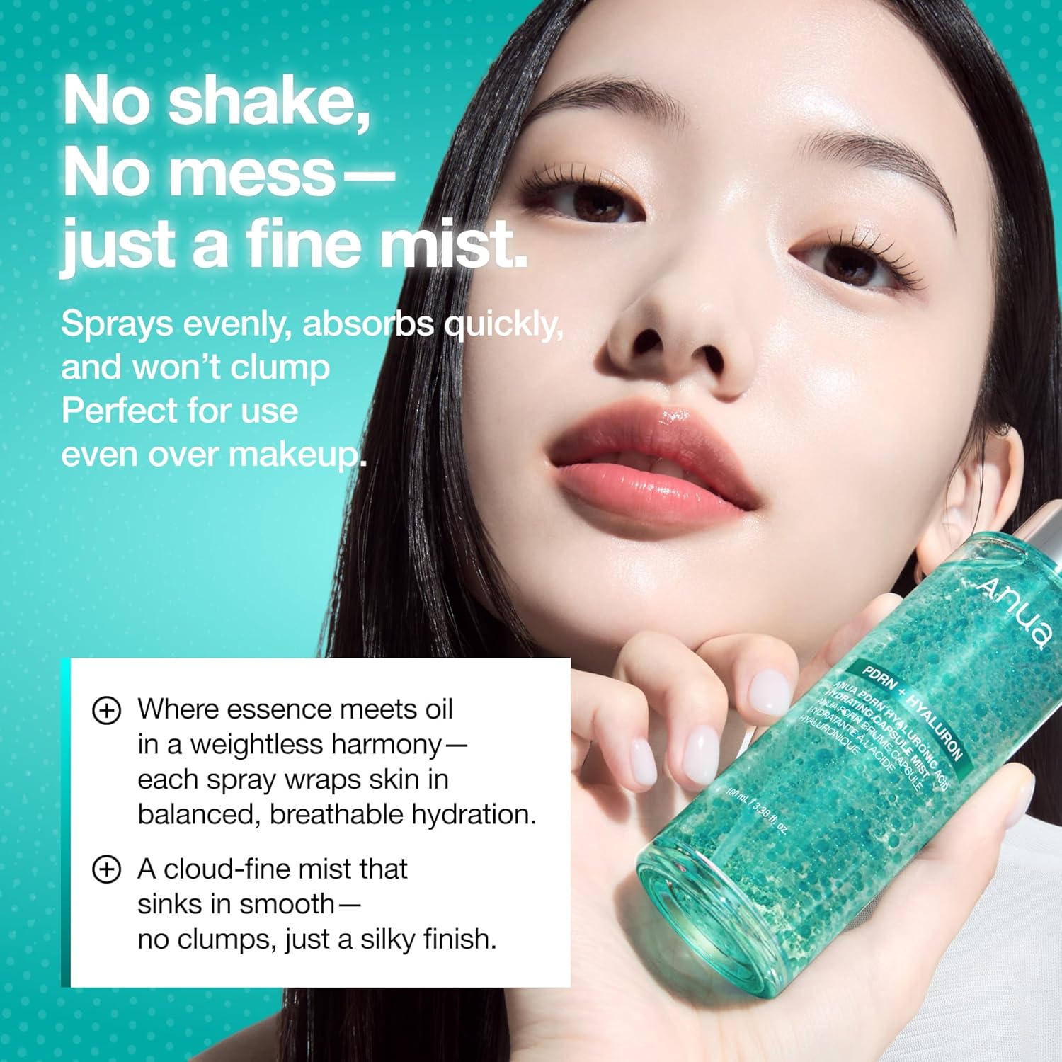 Anua PDRN Collagen Glow Facial Serum Spray, 3.38 fl oz | Hydrating Face Mist, Hyaluronic Acid, dewy glass finish, All Skin Types, Instant Plumping, Firming Care, Korean Skincare