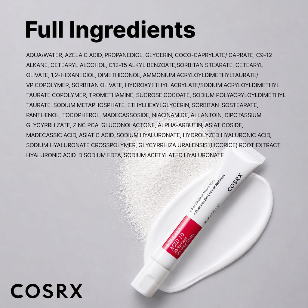 COSRX Azelaic Acid 10 B5 Redness Soothing Cream Gel, 1.01 fl oz.