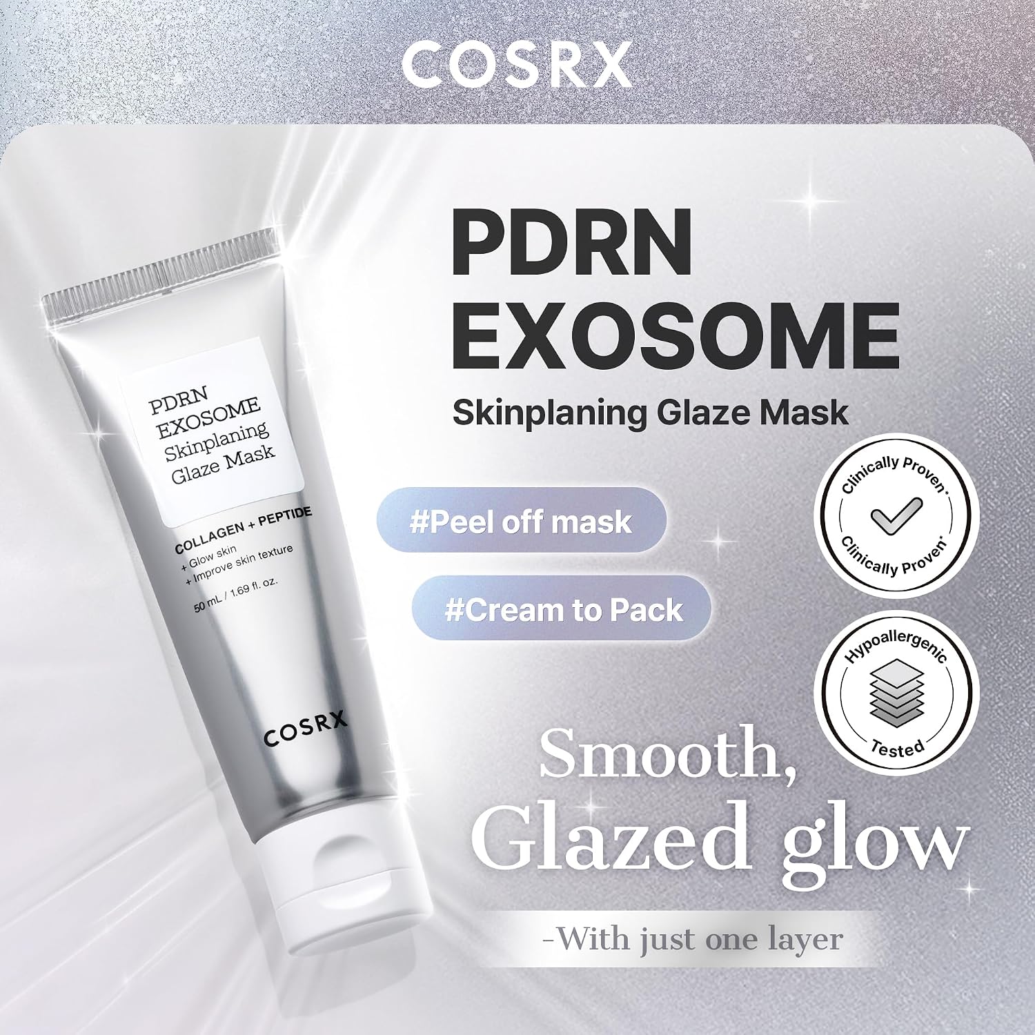 COSRX PDRN Exosome Overnight Face Mask, Korean Glass Skin Glow, 1.69 fl oz | +123% Hydration, Instant Glow, Glass Skin Finish, Elasticity & Firmness, PDRN Exosome Overnight Face Mask, Korean Skin Care