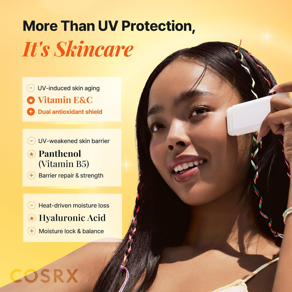 COSRX Airy-Light Clear Sunscreen Stick with Vitamin E&C, SPF 50, 0.67 oz | Korean Suncreen Stick Suncare Sunblock, Lightweight, No White Cast, Water resistant, Oil Control Matte Sunscreen for Face