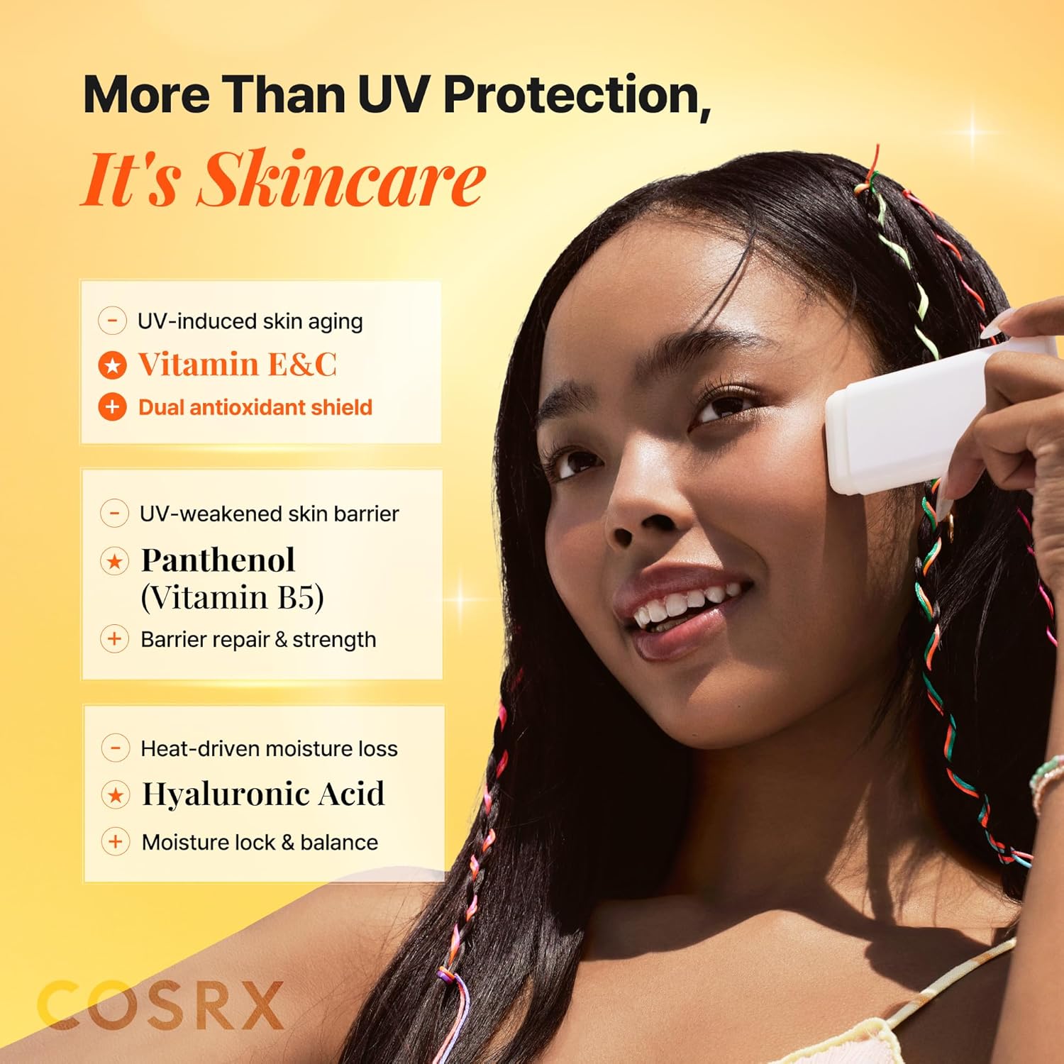 COSRX Airy-Light Clear Sunscreen Stick with Vitamin E&C, SPF 50, 0.67 oz | Korean Suncreen Stick Suncare Sunblock, Lightweight, No White Cast, Water resistant, Oil Control Matte Sunscreen for Face